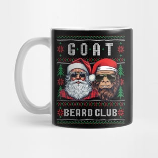 Funny Ugly Christmas Sweater Cool Santa & Sasquatch GOAT Beard Club Mug